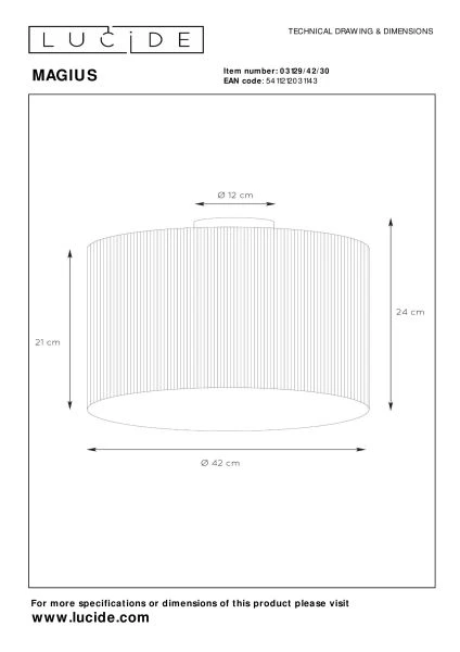 Lucide MAGIUS - Flush ceiling light - Ø 42 cm - 1xE27 - Natural - technical